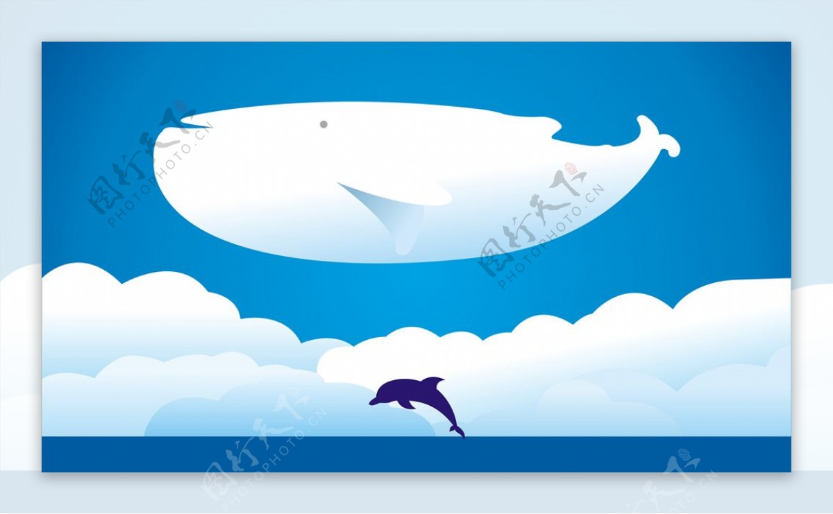可爱海豚鲸鱼矢量图