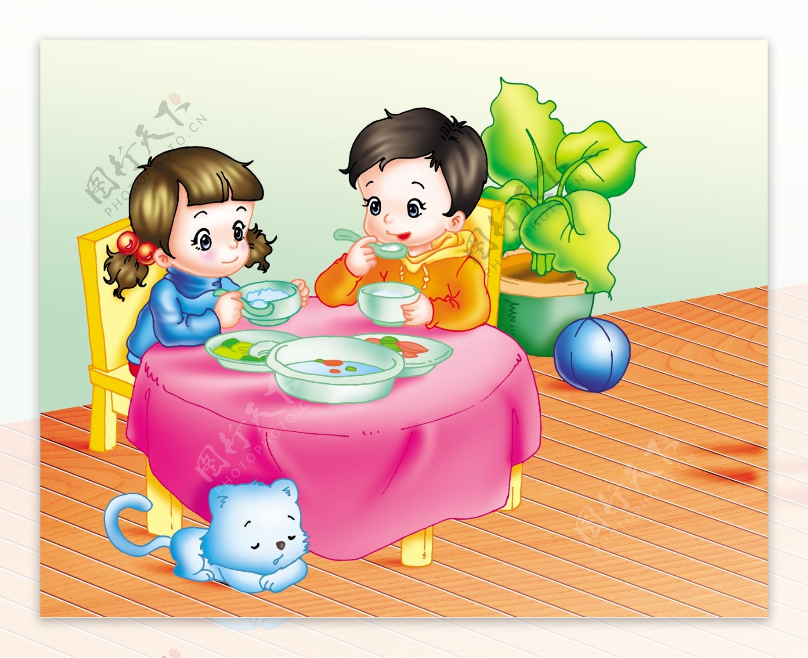 矢量手绘幼儿儿童吃饭插画设计图__其他_动漫动画_设计图库_昵图网nipic.com