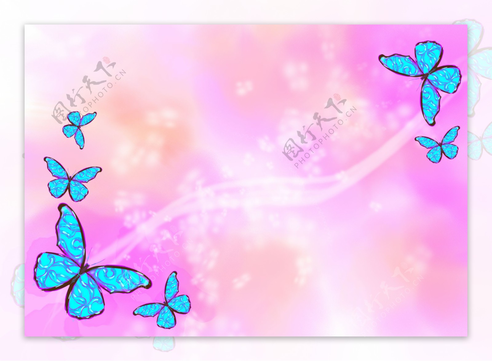 蓝蝴蝶炫彩背景图片素材-编号22453732-图行天下