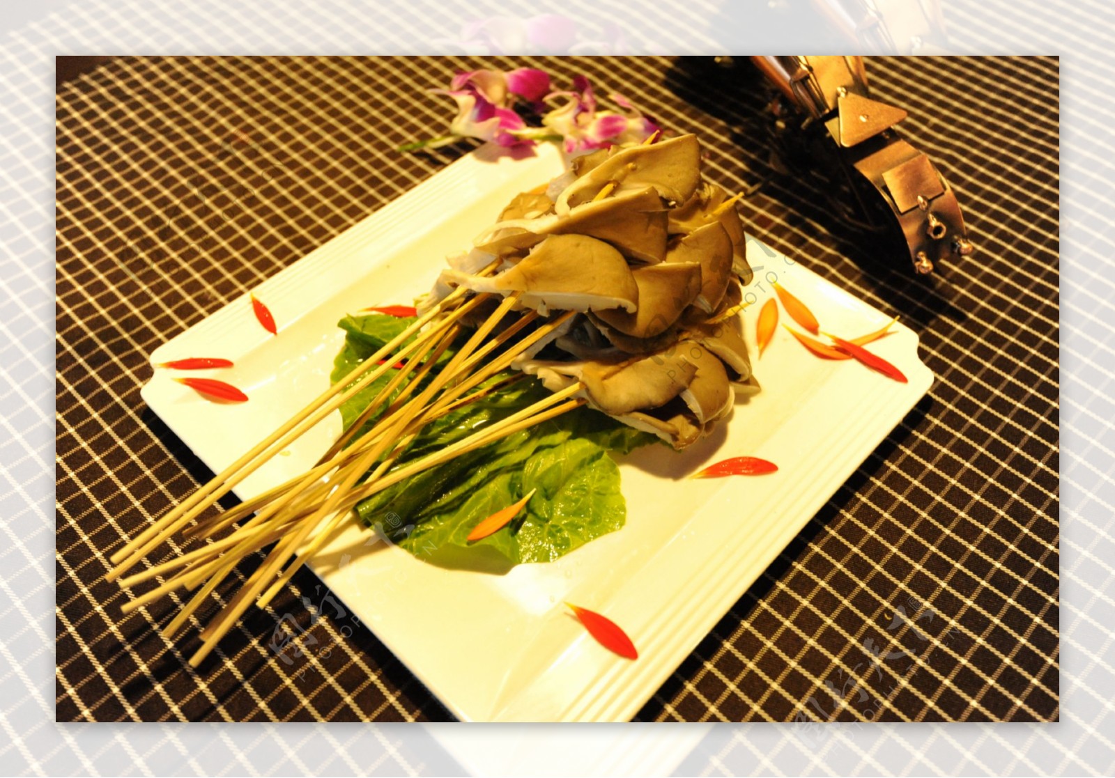 鲜蘑菇串串餐厅拍摄
