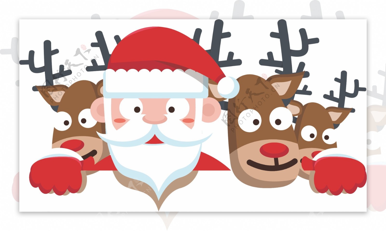 卡通圣诞老人与驯鹿矢量图