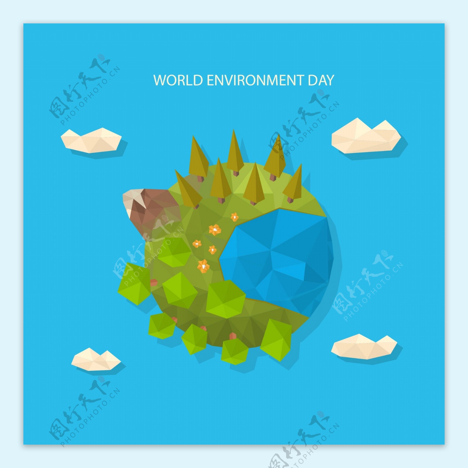 抽象世界环境日地球贺卡矢量素材