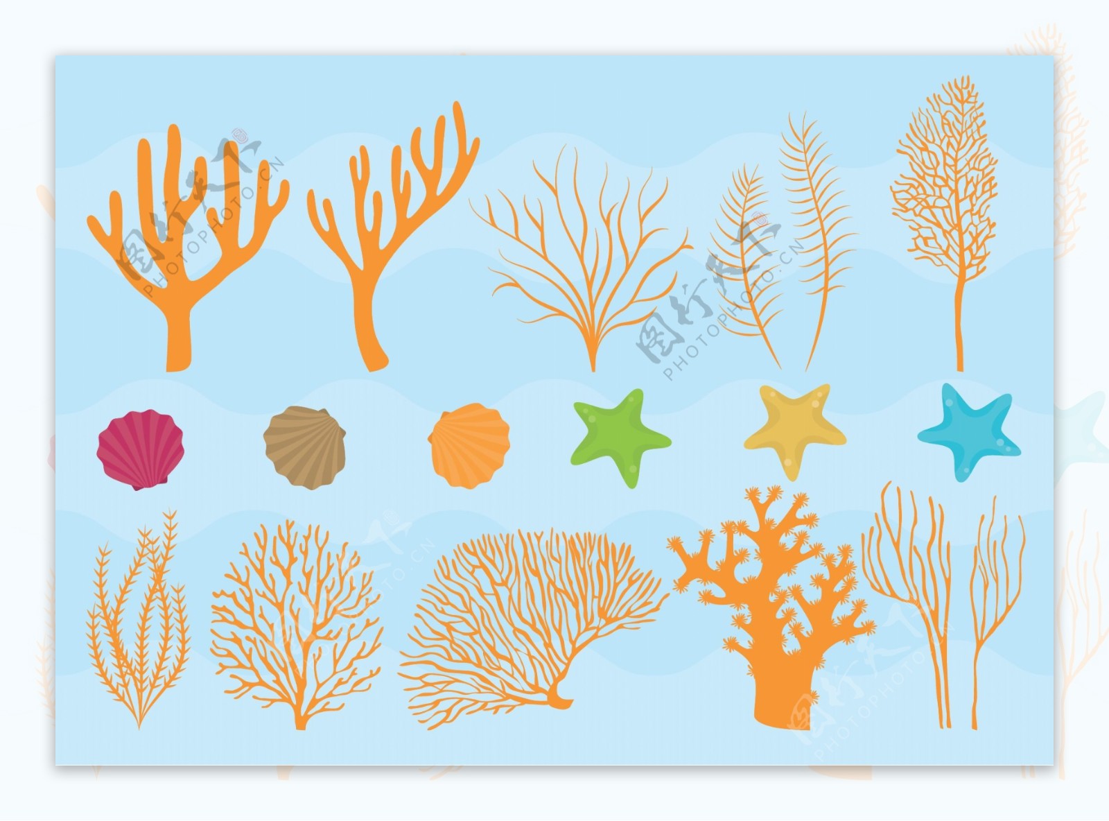 珊瑚水草矢量图珊瑚草海