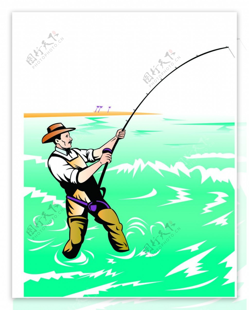 钓鱼矢量图素材