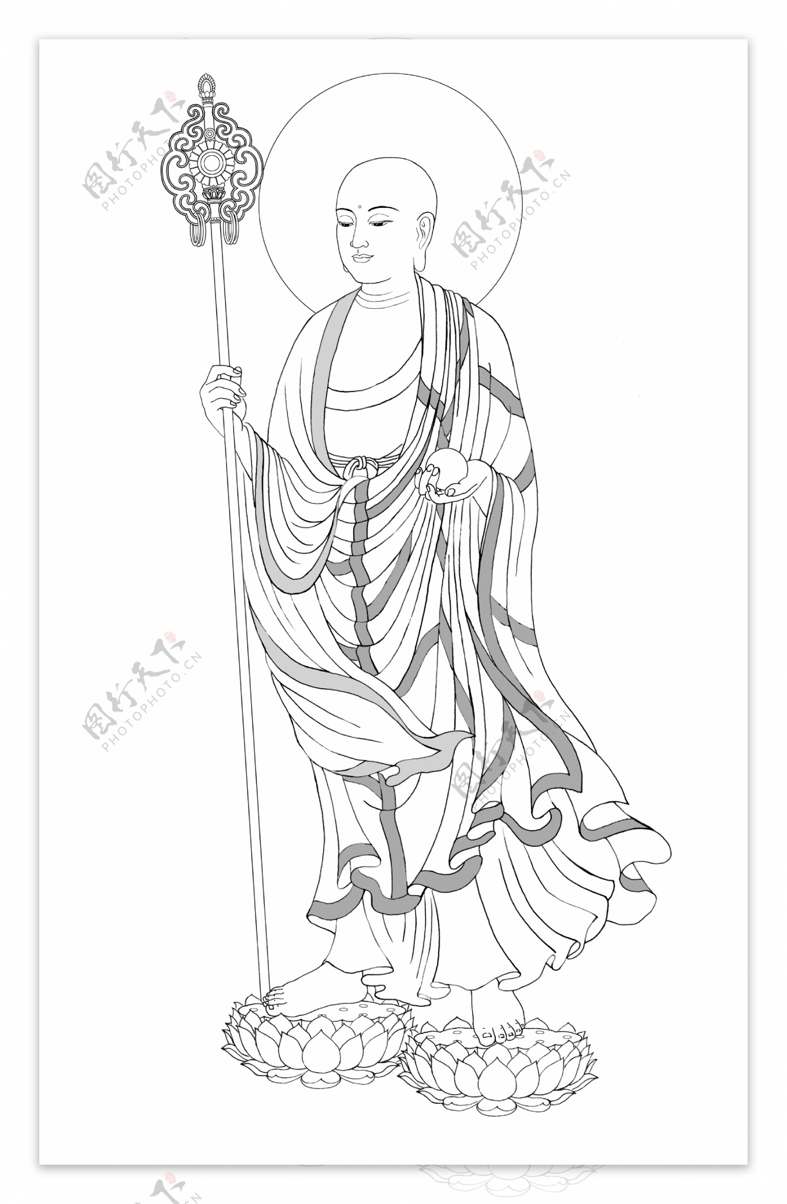 地藏菩萨像线描
