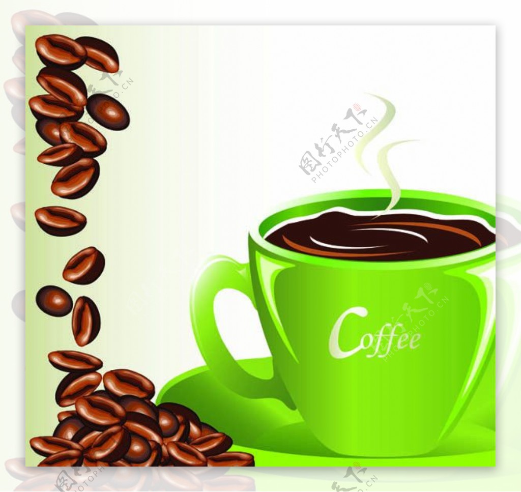 咖啡杯咖啡豆矢量素材