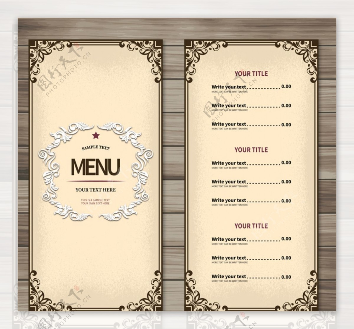 简约餐厅菜单设计矢量素材
