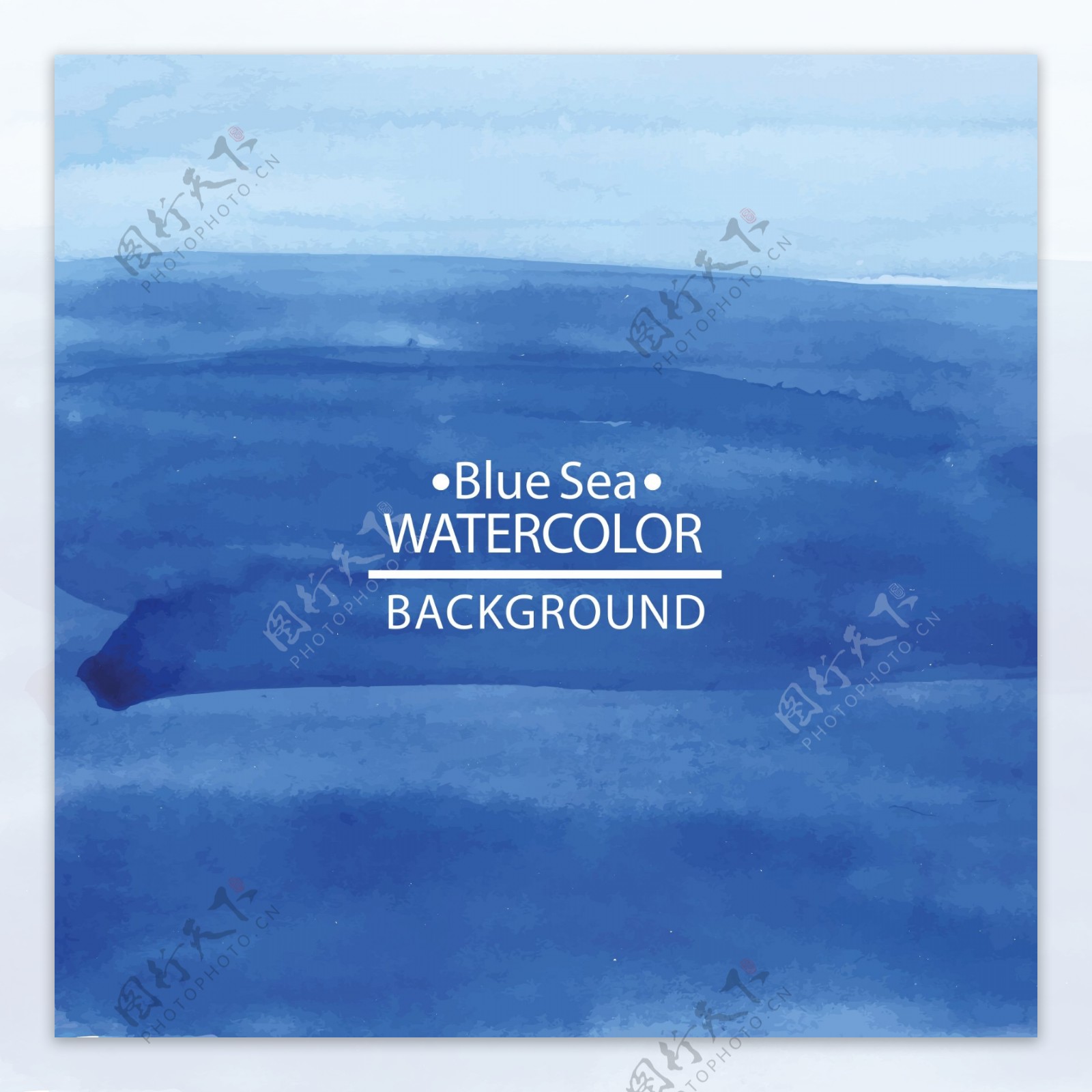 水彩绘蓝色海洋背景矢量素材