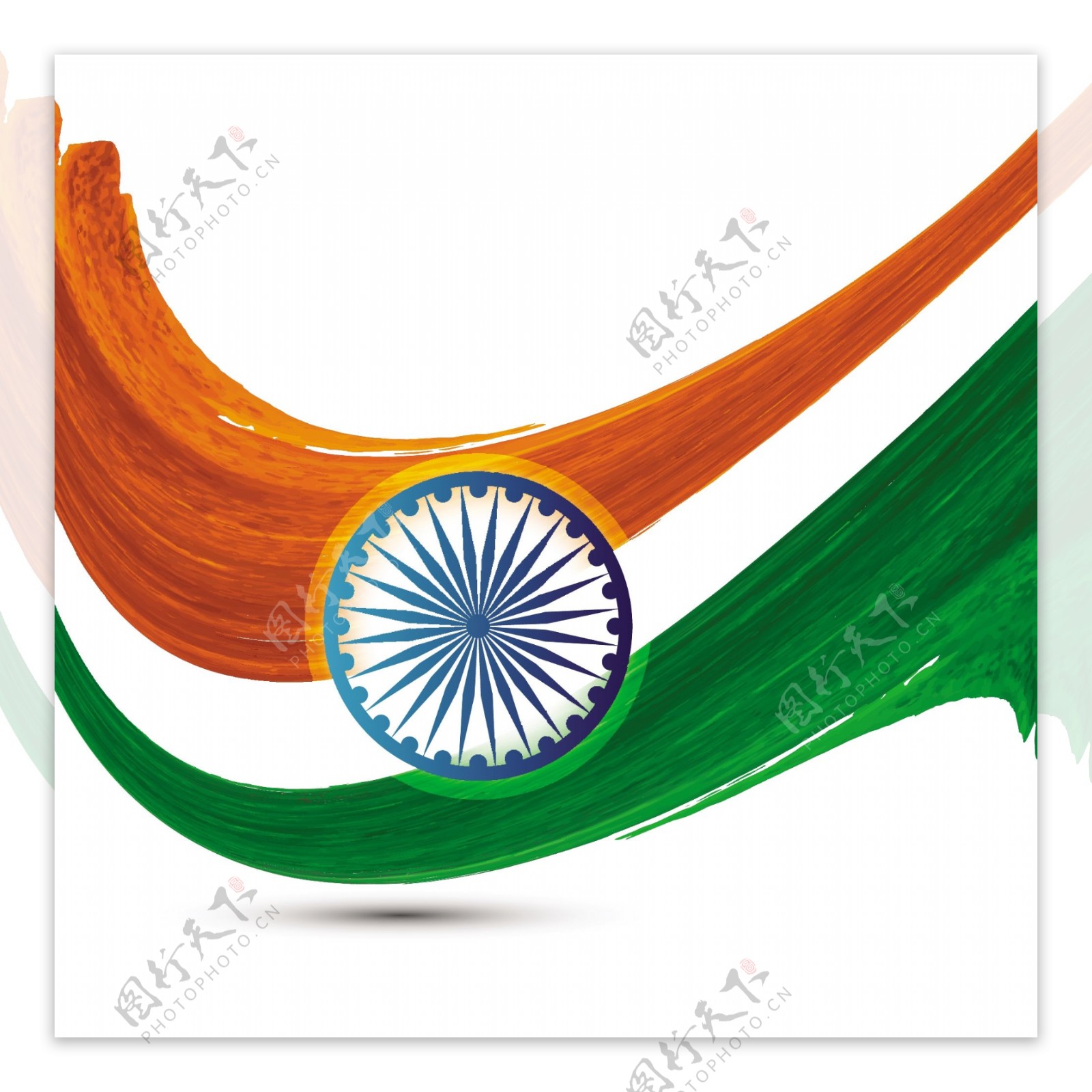 波浪水彩印度国旗