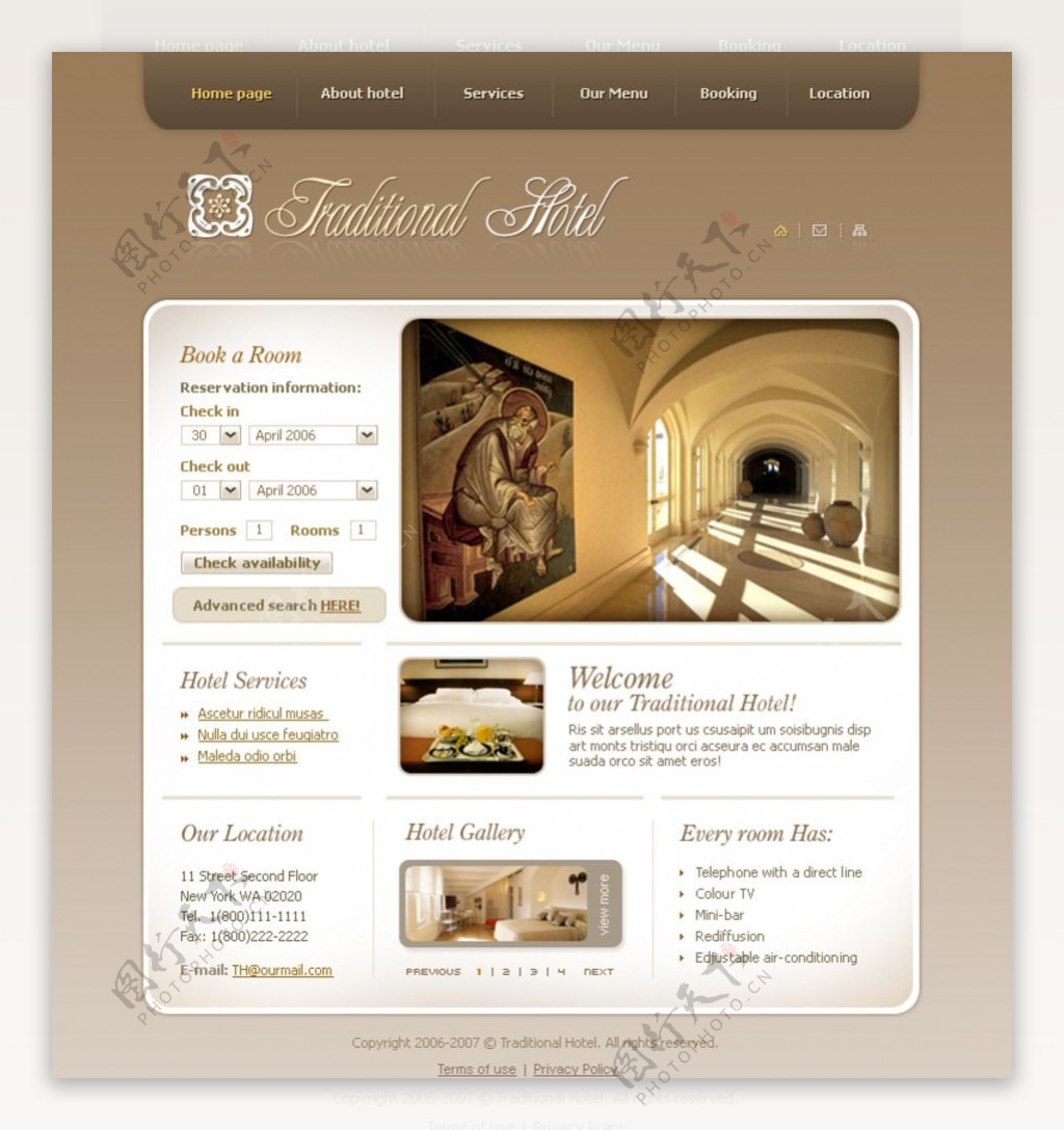 国外酒店公寓类设计网页模板