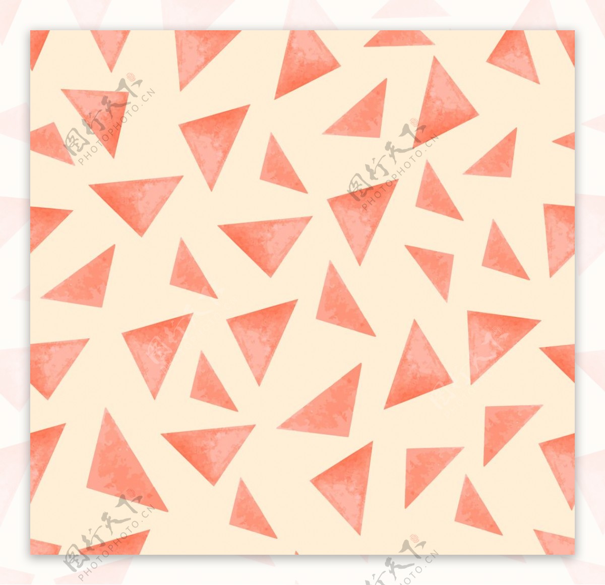 水彩橙色三角形图案