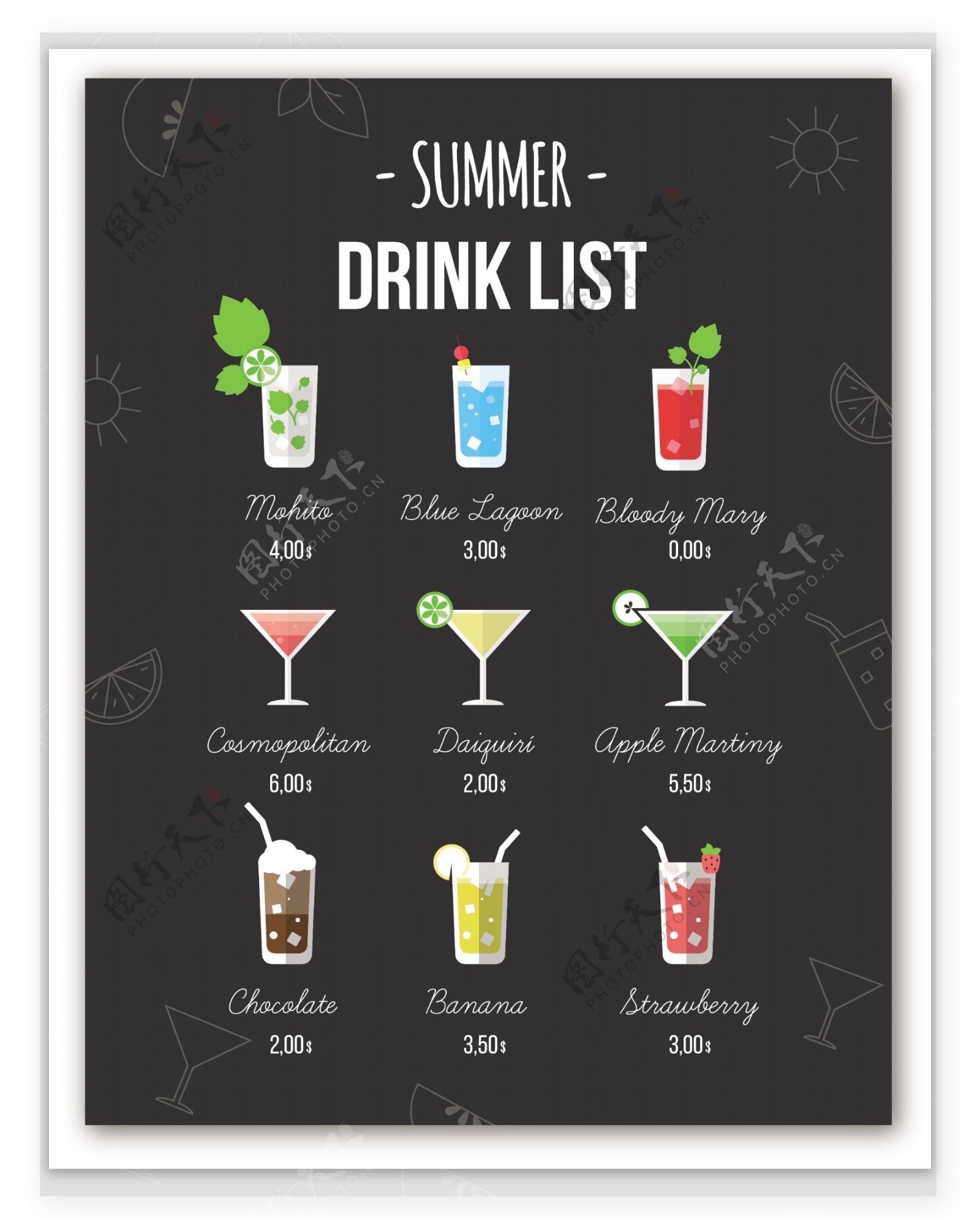 优雅的夏季饮料名单
