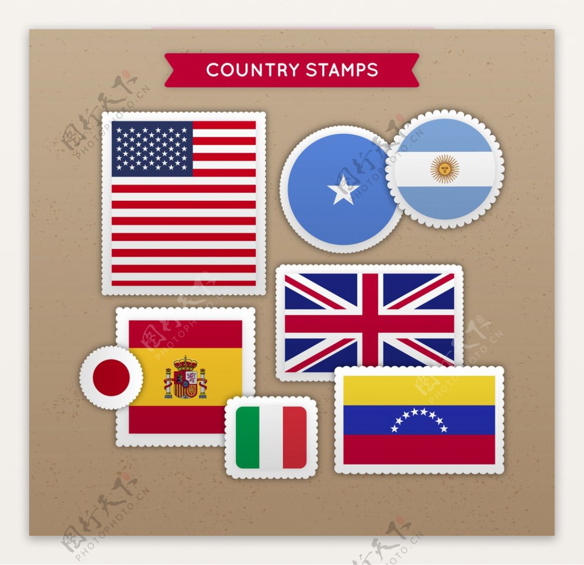 国家邮票贴纸