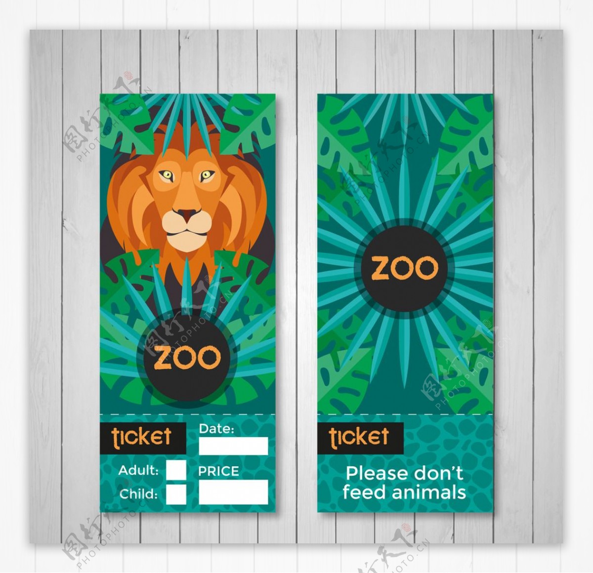 动物园横幅植物和狮子