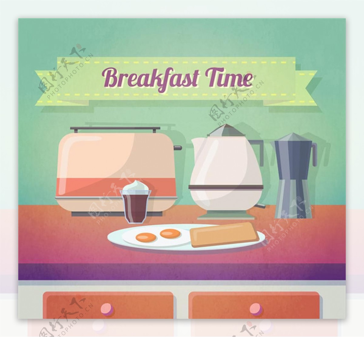 早餐区与美味早餐宣传活动模板源