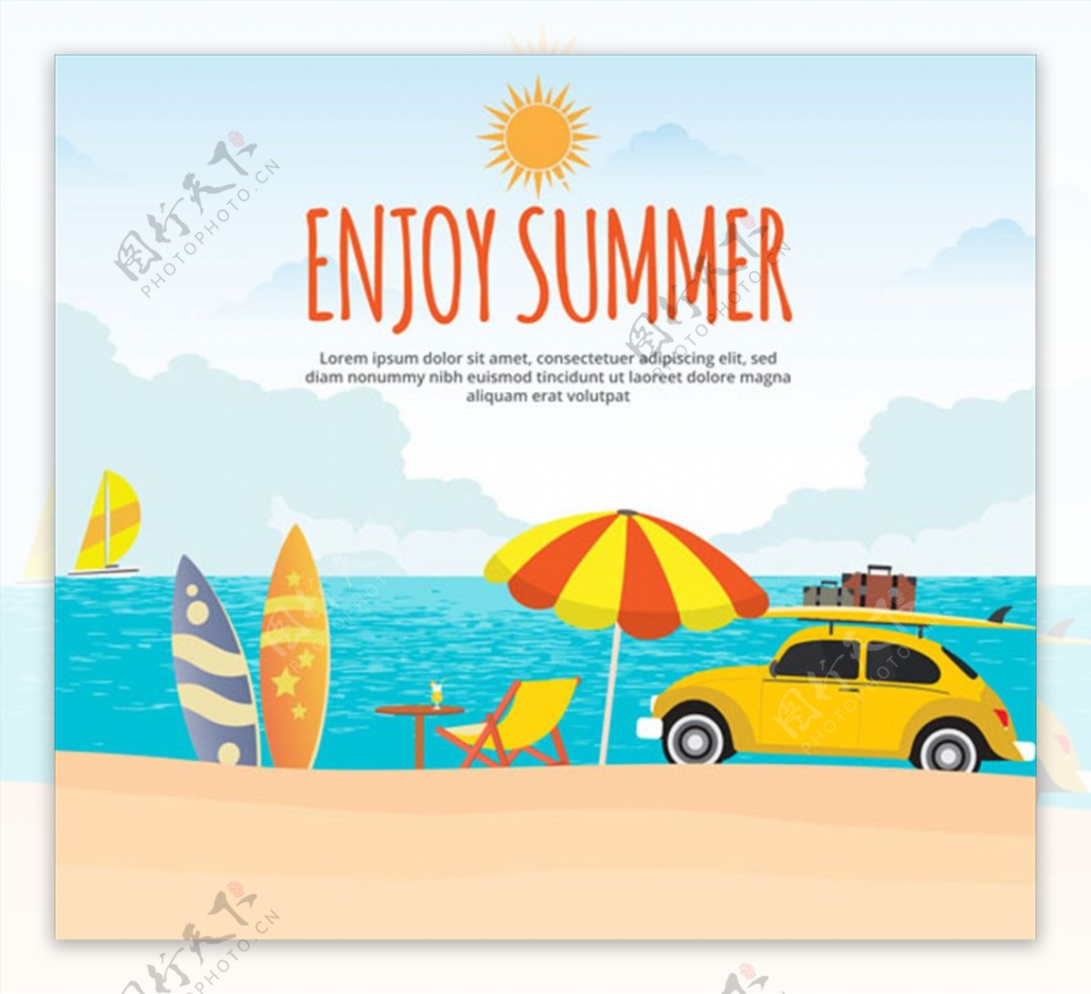 夏日海滩渡假海报