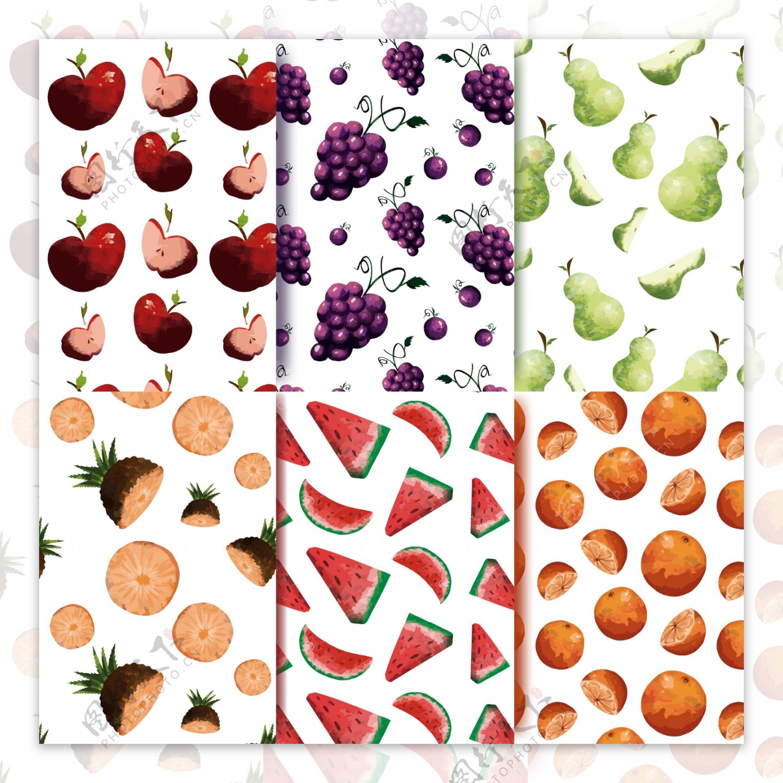 水彩水果图案集合