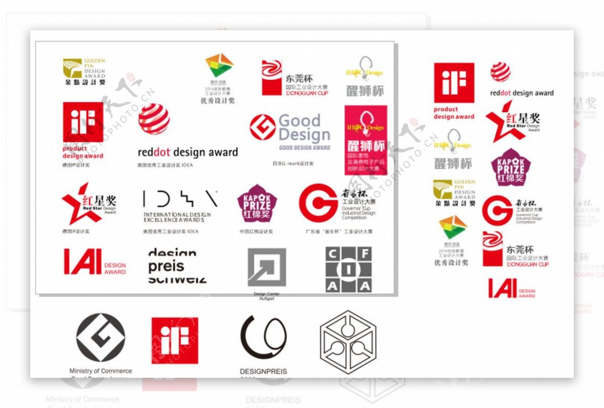 各种工业设计奖logo
