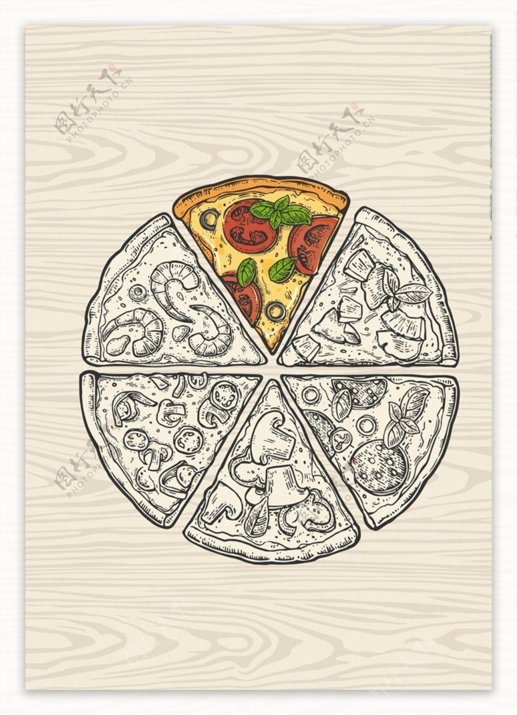 美食披萨矢量图下载