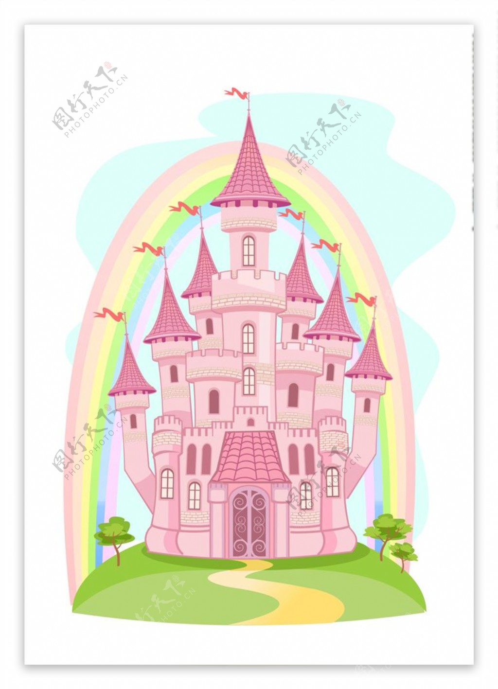 彩虹城堡矢量图下载