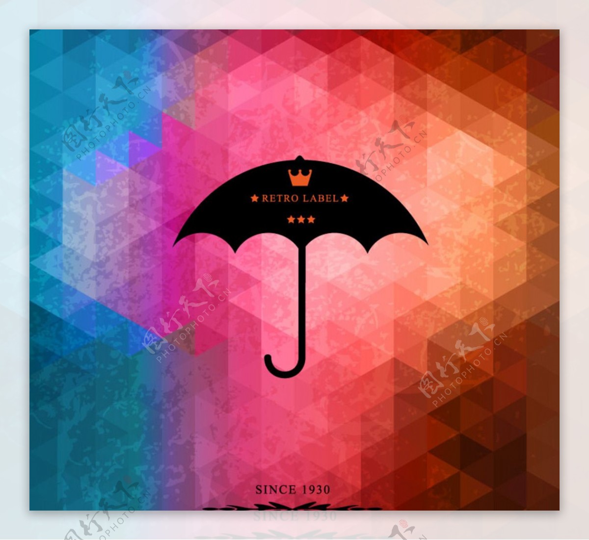 创意雨伞马赛克背景矢量素材