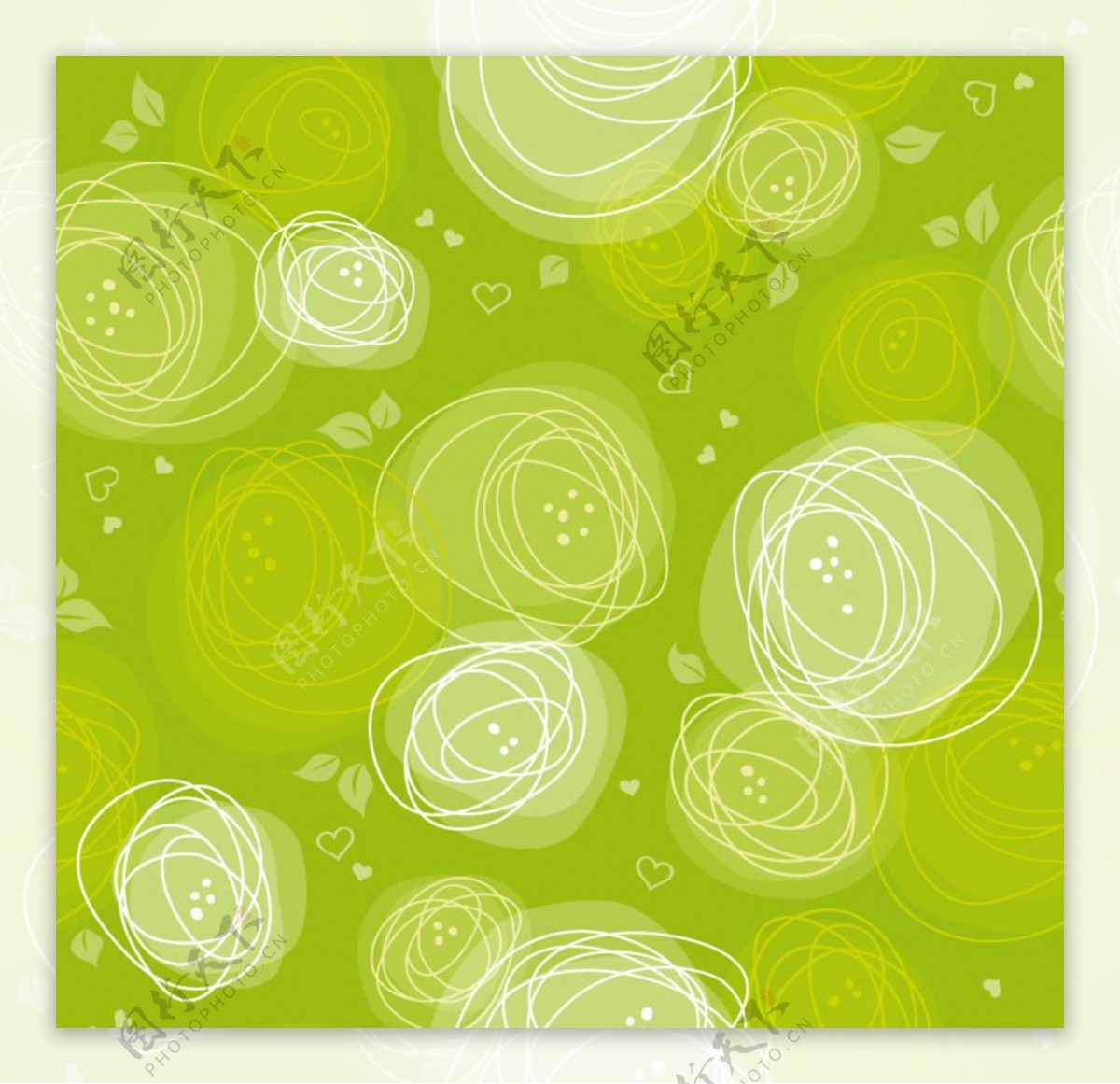 梦幻绿色彩绘玫瑰背景矢量素材