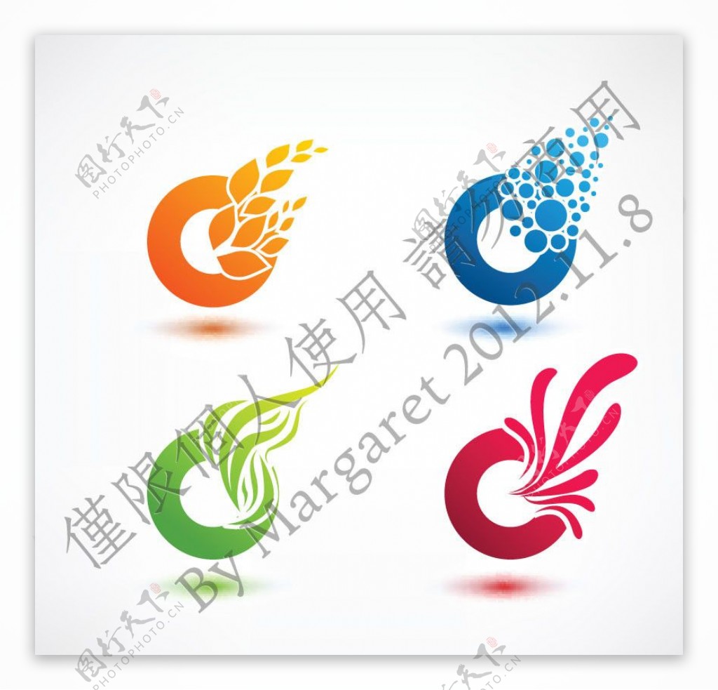 圆形飞花设计logo