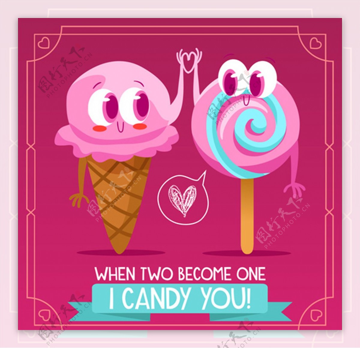 卡通冰淇淋和糖果海报