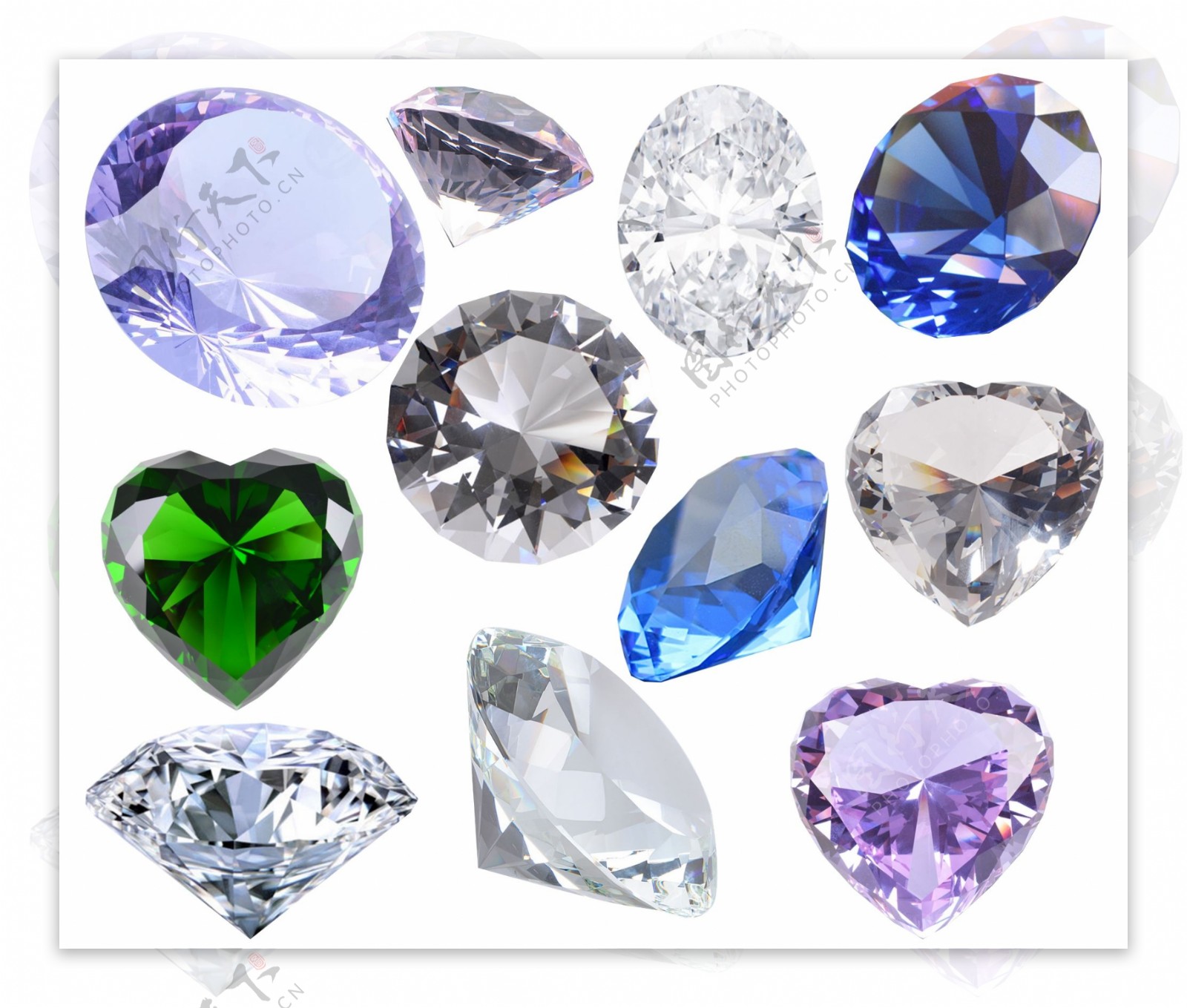 水晶钻石心形圆形宝石