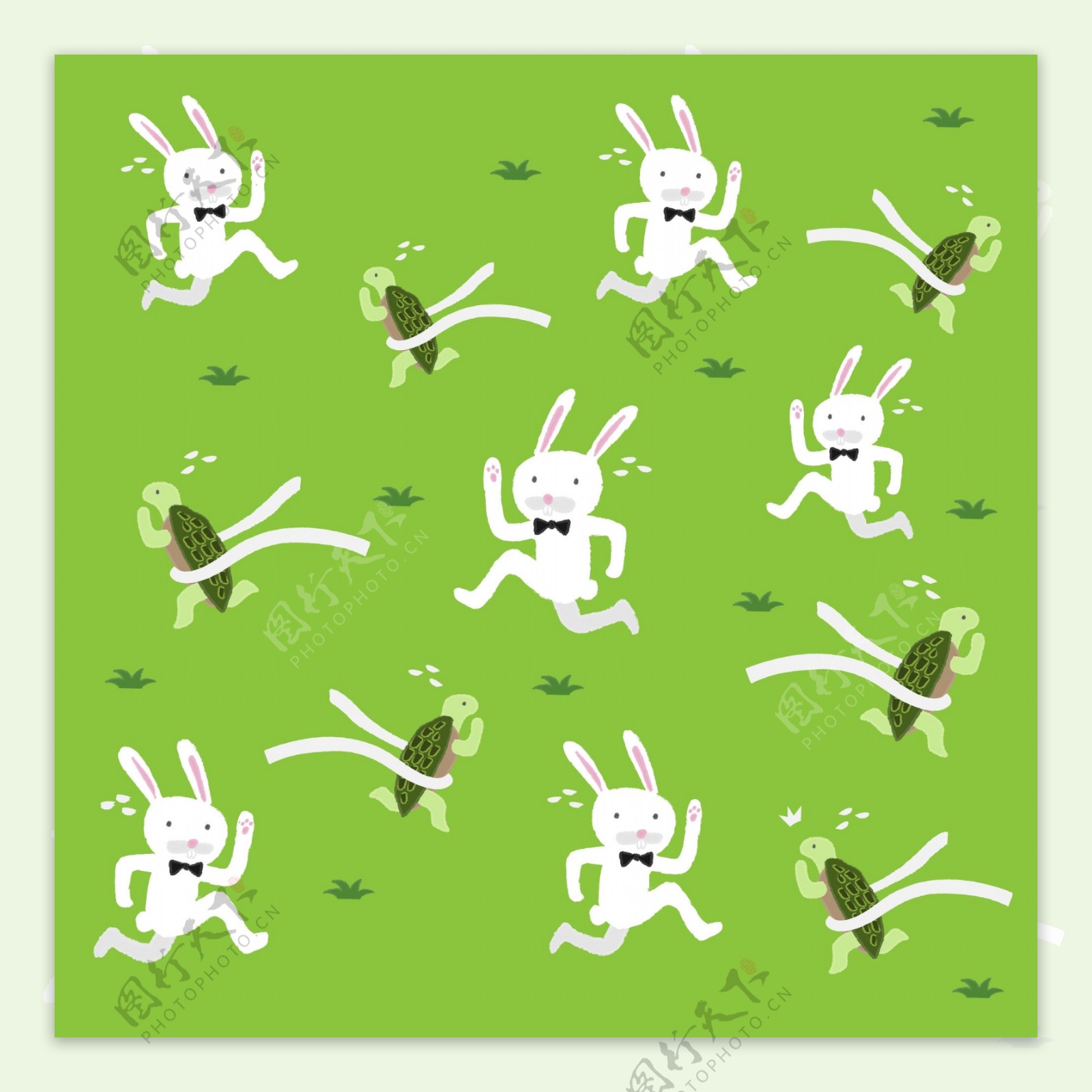 卡通龟兔赛跑矢量背景