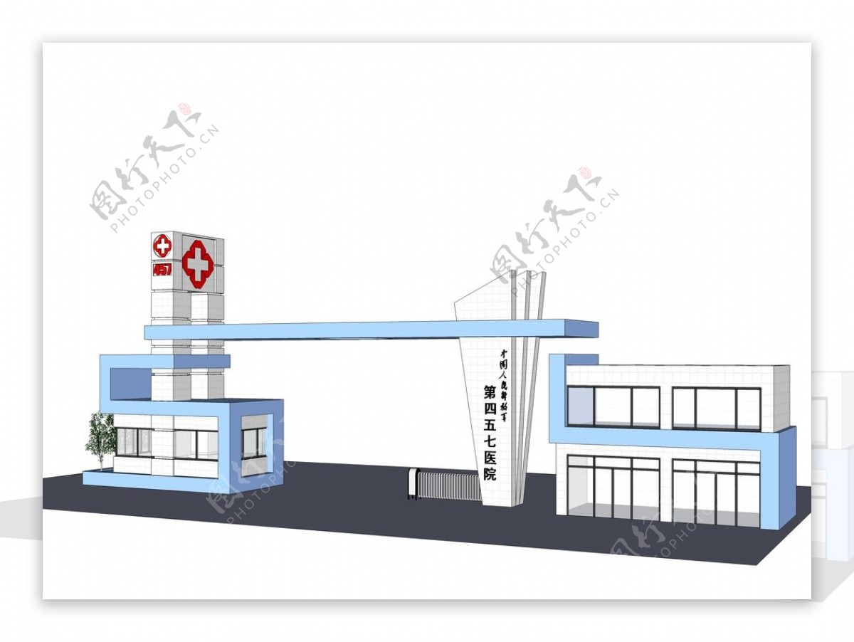 医院入口建筑模型