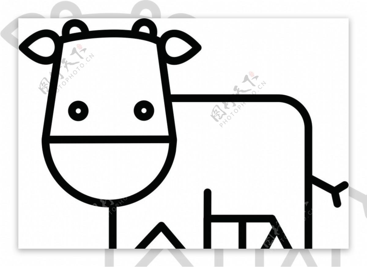 可爱卡通矢量图简笔画牛