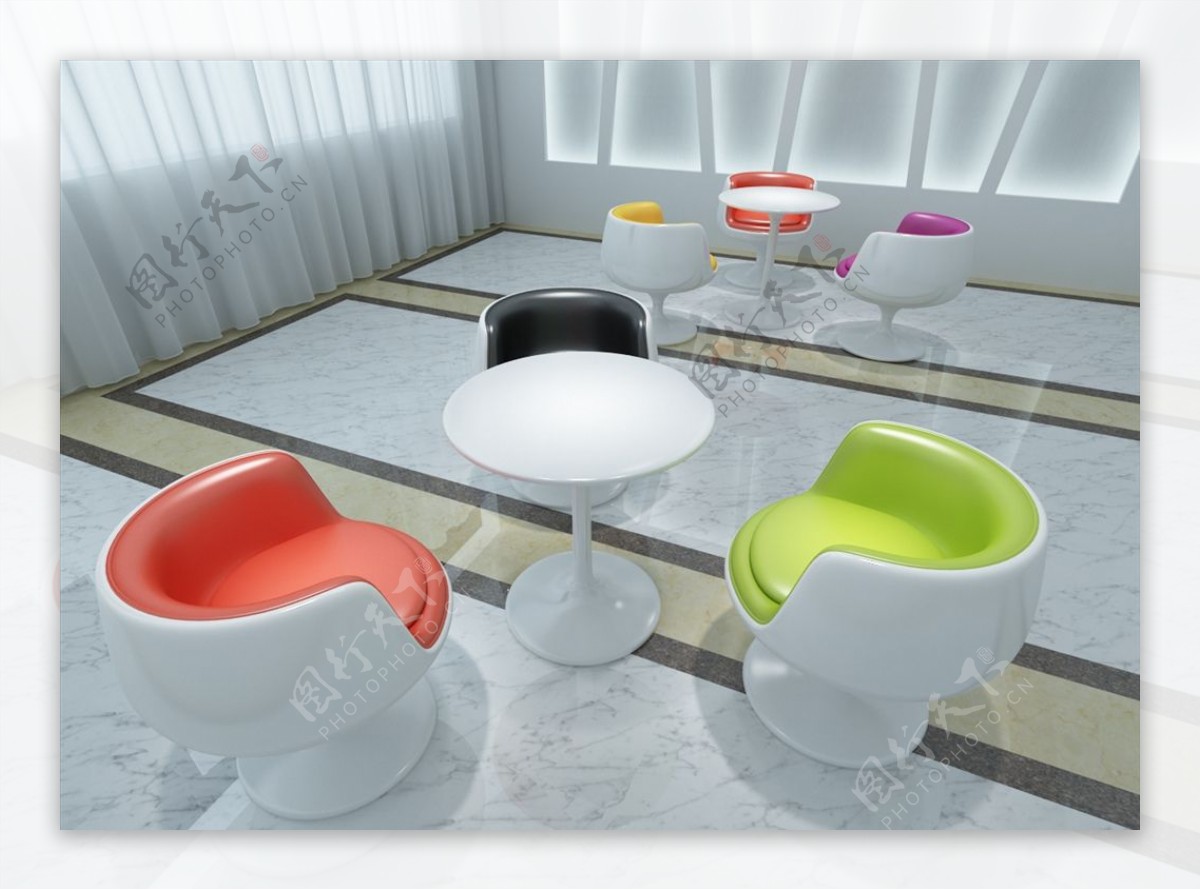 现代洽谈桌椅3D模型