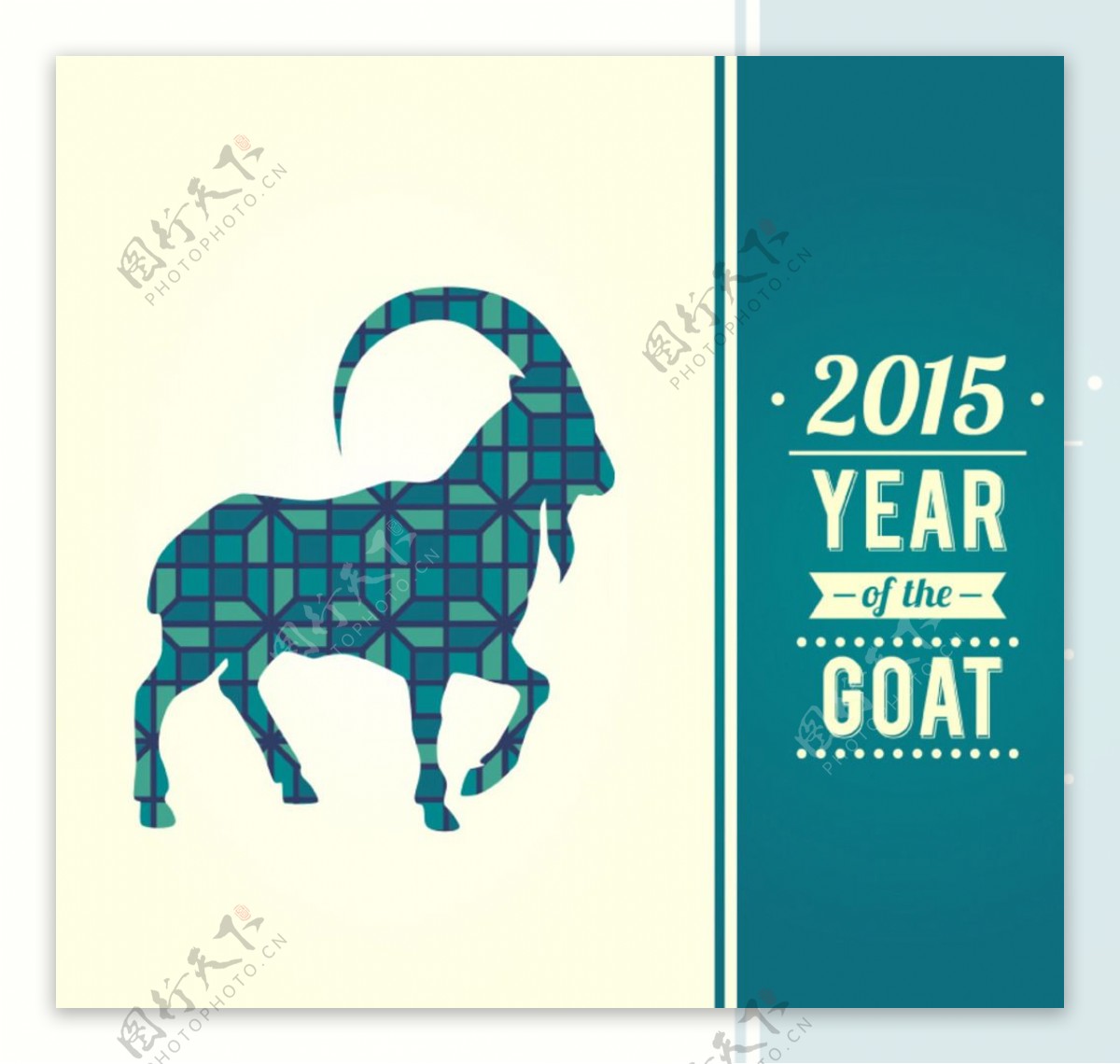2015年绿色山羊贺卡矢量素材