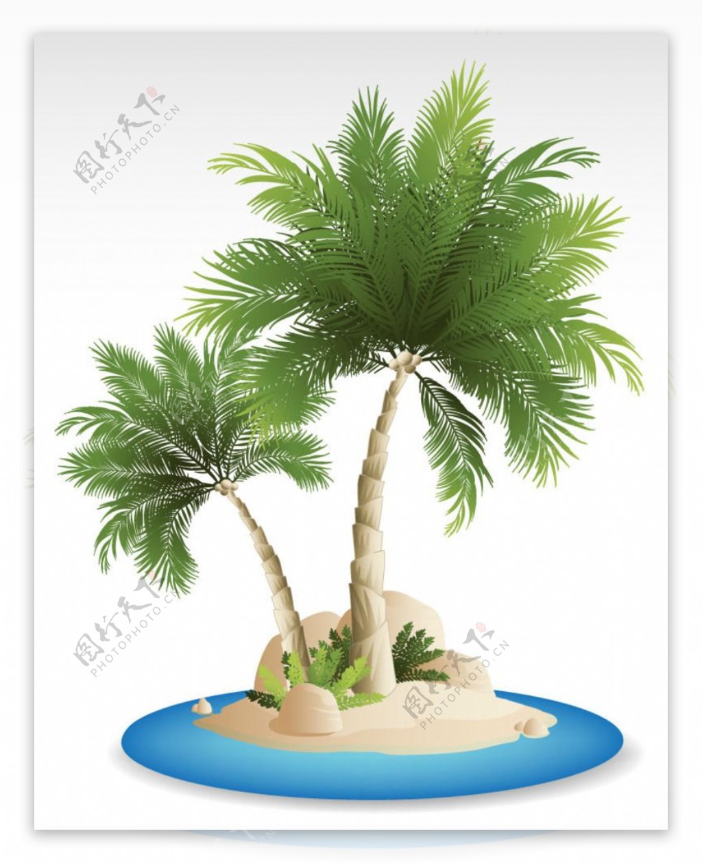 沙滩椰子树背景矢量素材