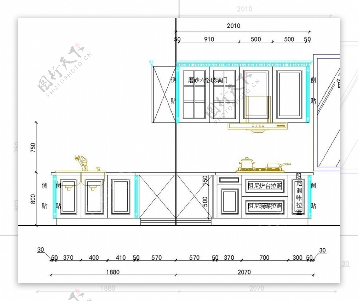 橱柜设计-整体厨房设计CAD图纸55套CAD图纸下载dwg文件下载 - 易图网