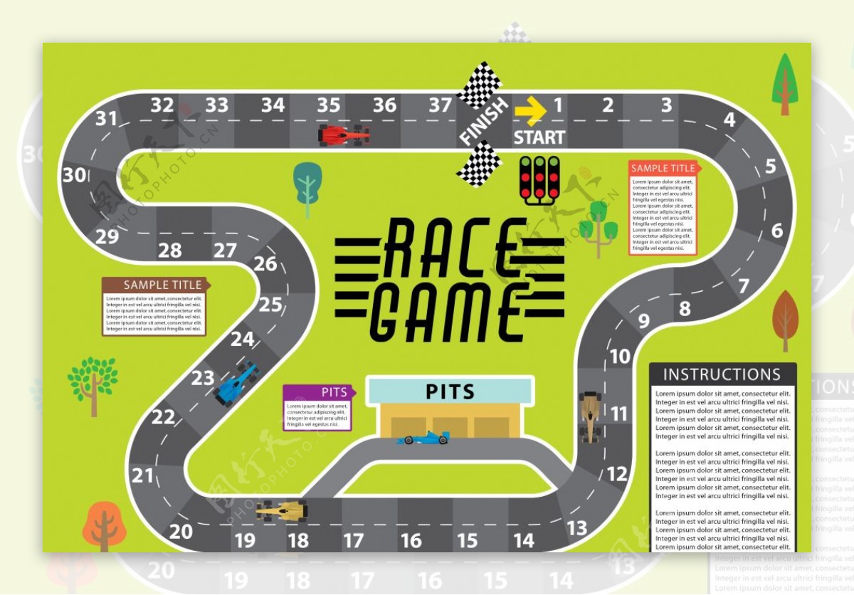 赛车跑道跳跳棋盘
