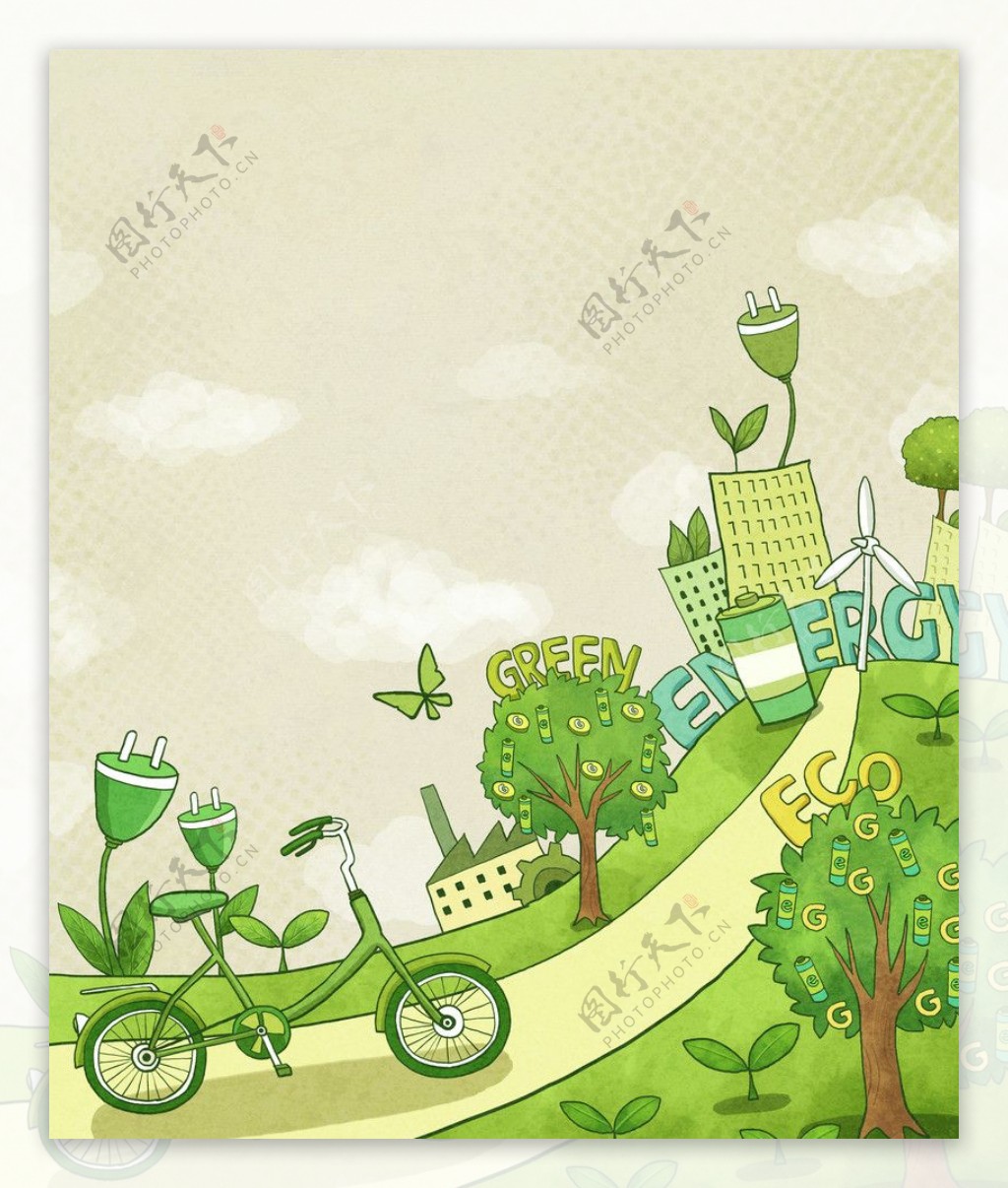绿色环保脚踏车树