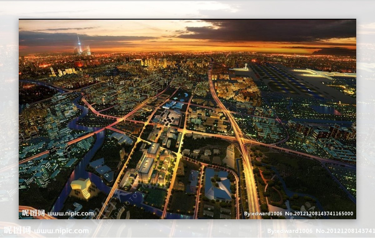 城市规划夜景效果图