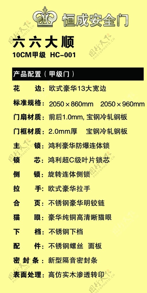 恒成门业安全门参数配置