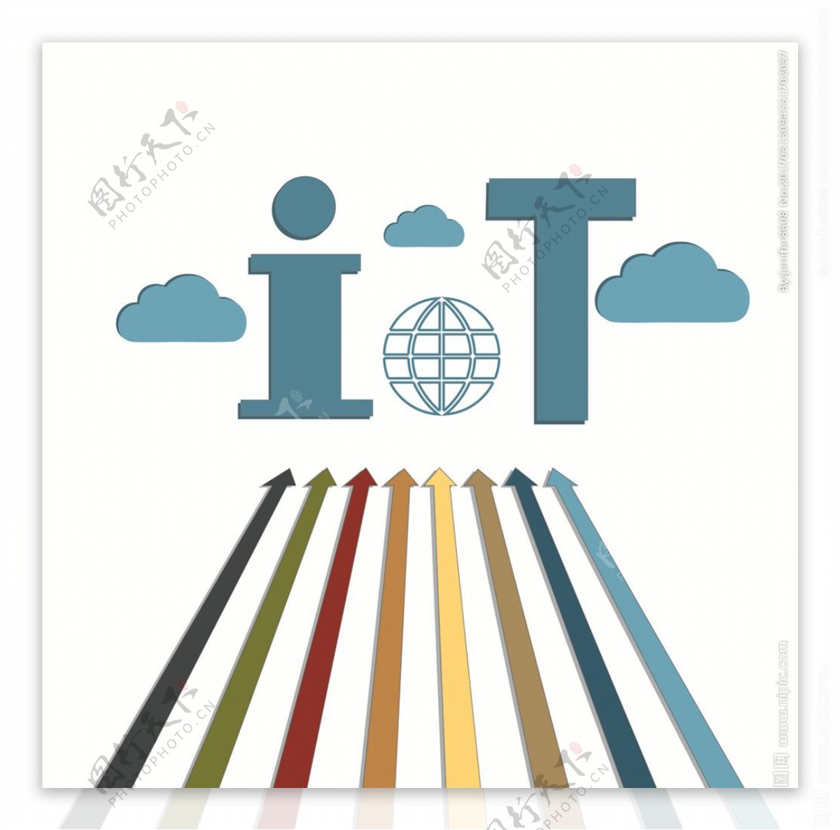 互联网彩色条纹IOT云朵