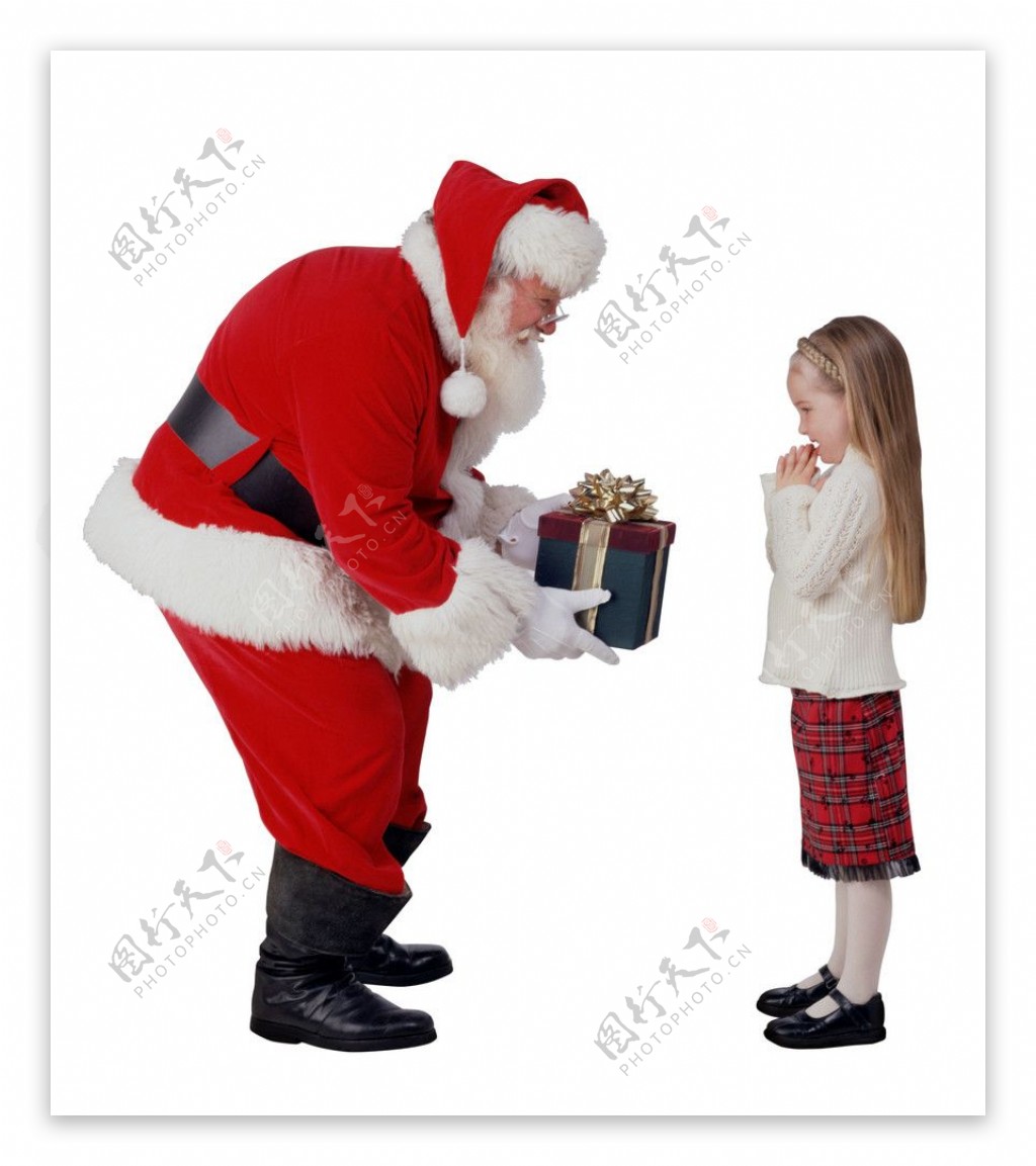 圣诞老人送礼物给小女孩