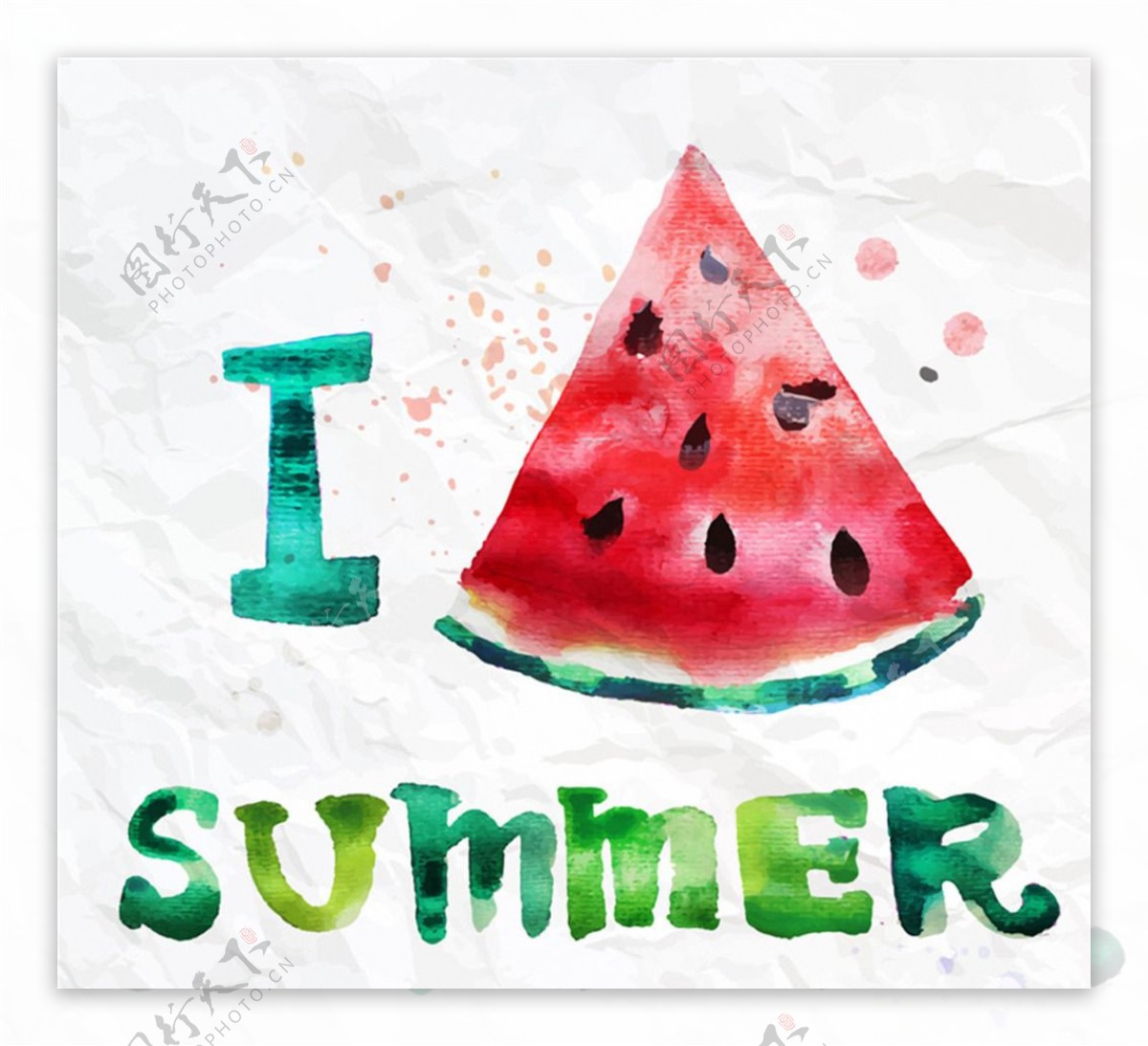 我爱夏天水彩西瓜