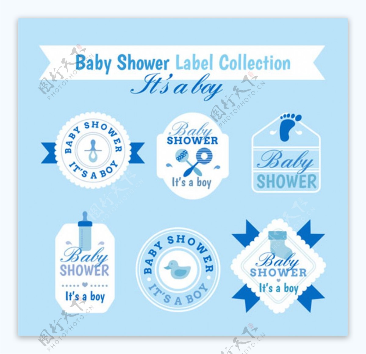 蓝色母婴儿童宝宝标签