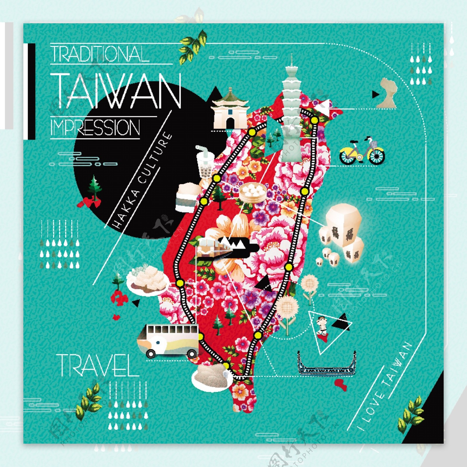 台湾旅行手绘地图|插画|创作习作|Frin丫丫 - 原创作品 - 站酷 (ZCOOL)