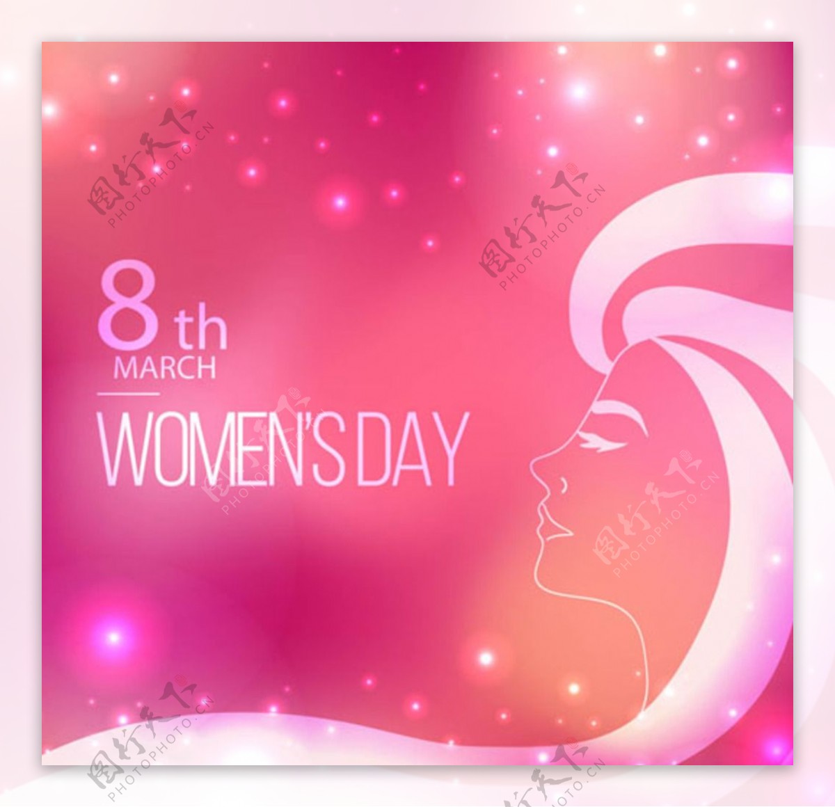 闪亮粉色轮廓三八妇女节海报