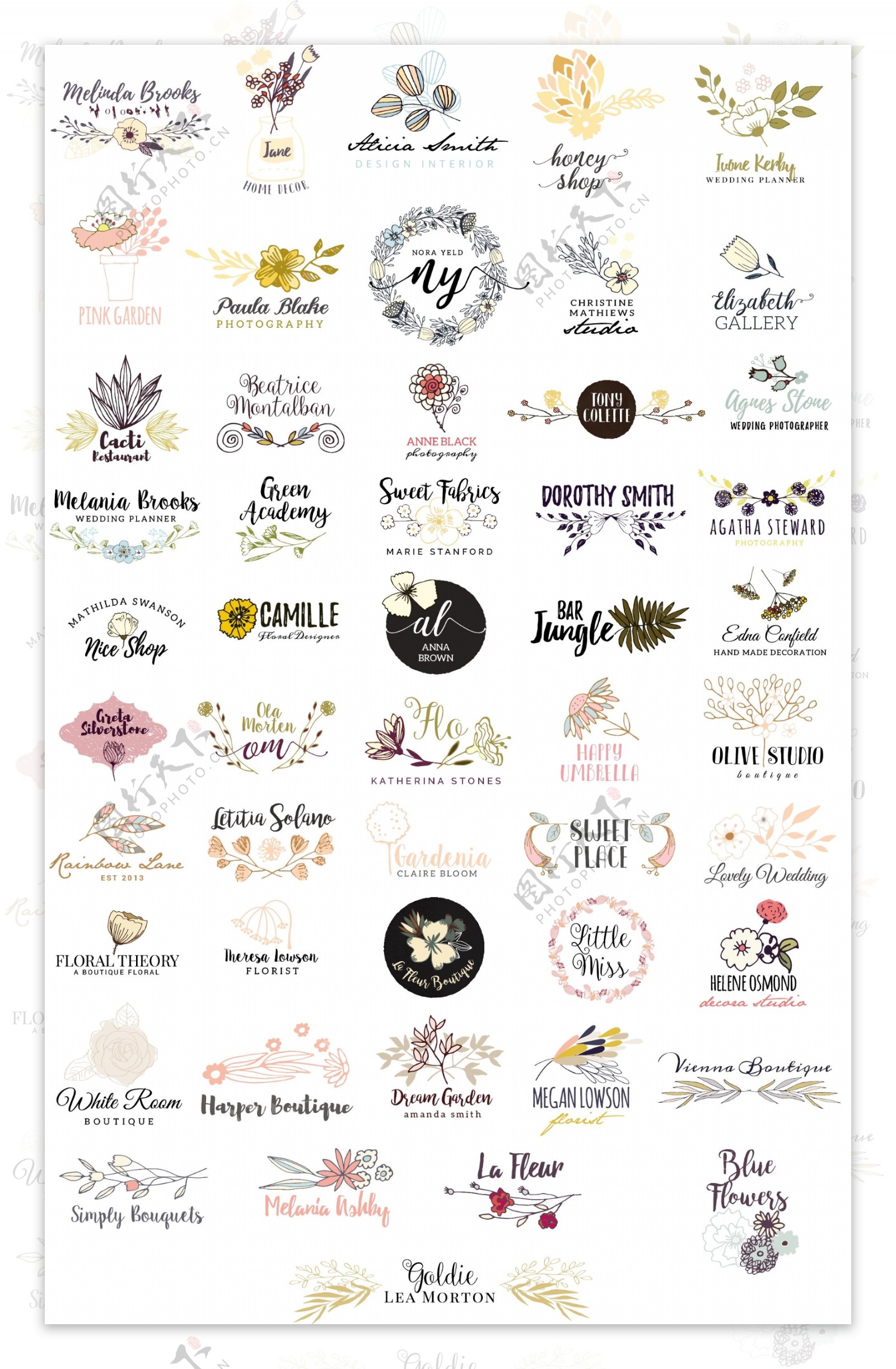 50个花朵花卉Logo矢量素材合集