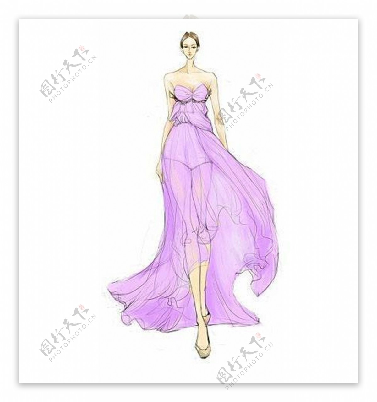 紫色抹胸裙设计图
