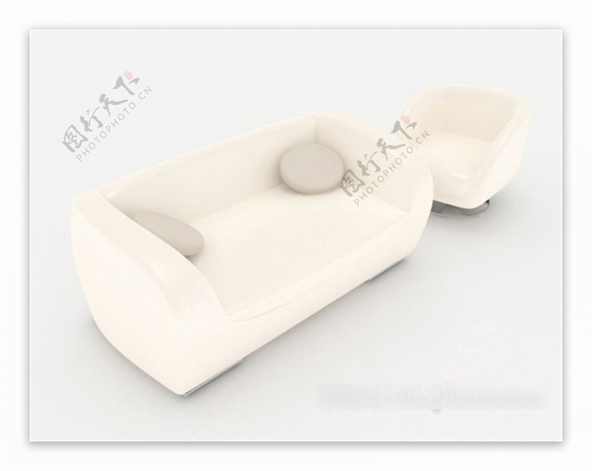 舒适白色沙发3D模型