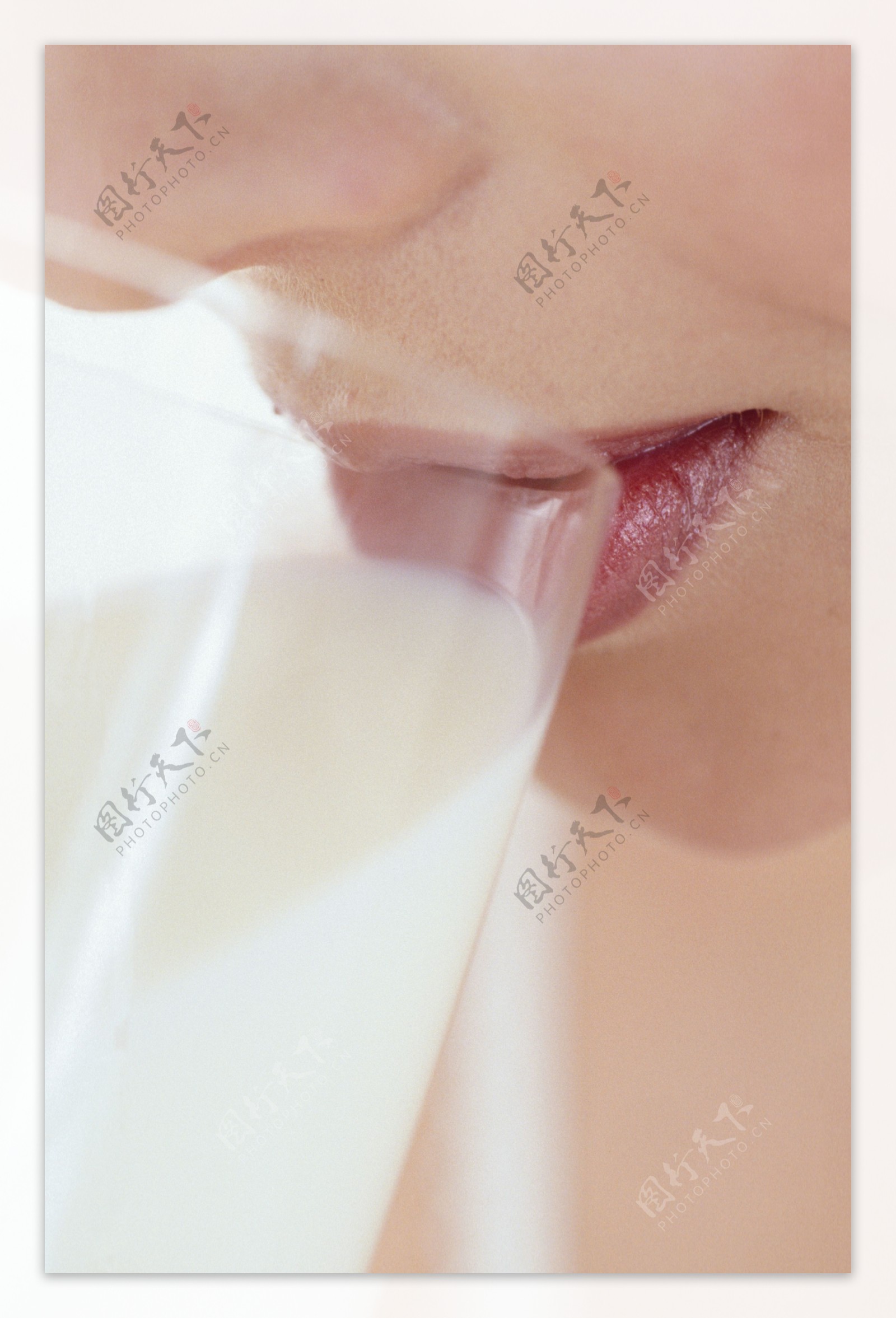 喝牛奶的女人唇部特写图片图片